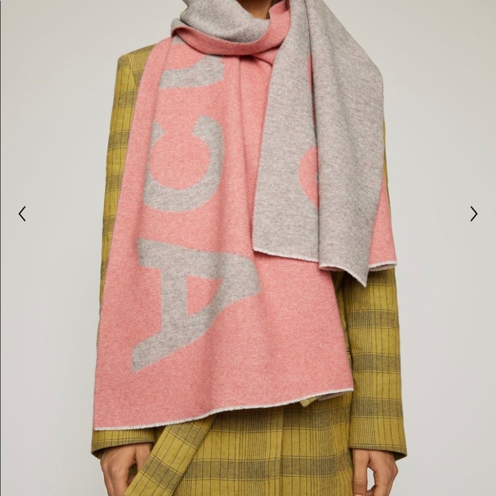 ACNE STUDIOS TORONTY SCARF DUSTY PINK GREY SCARF, authentic - Picture 1 of 6